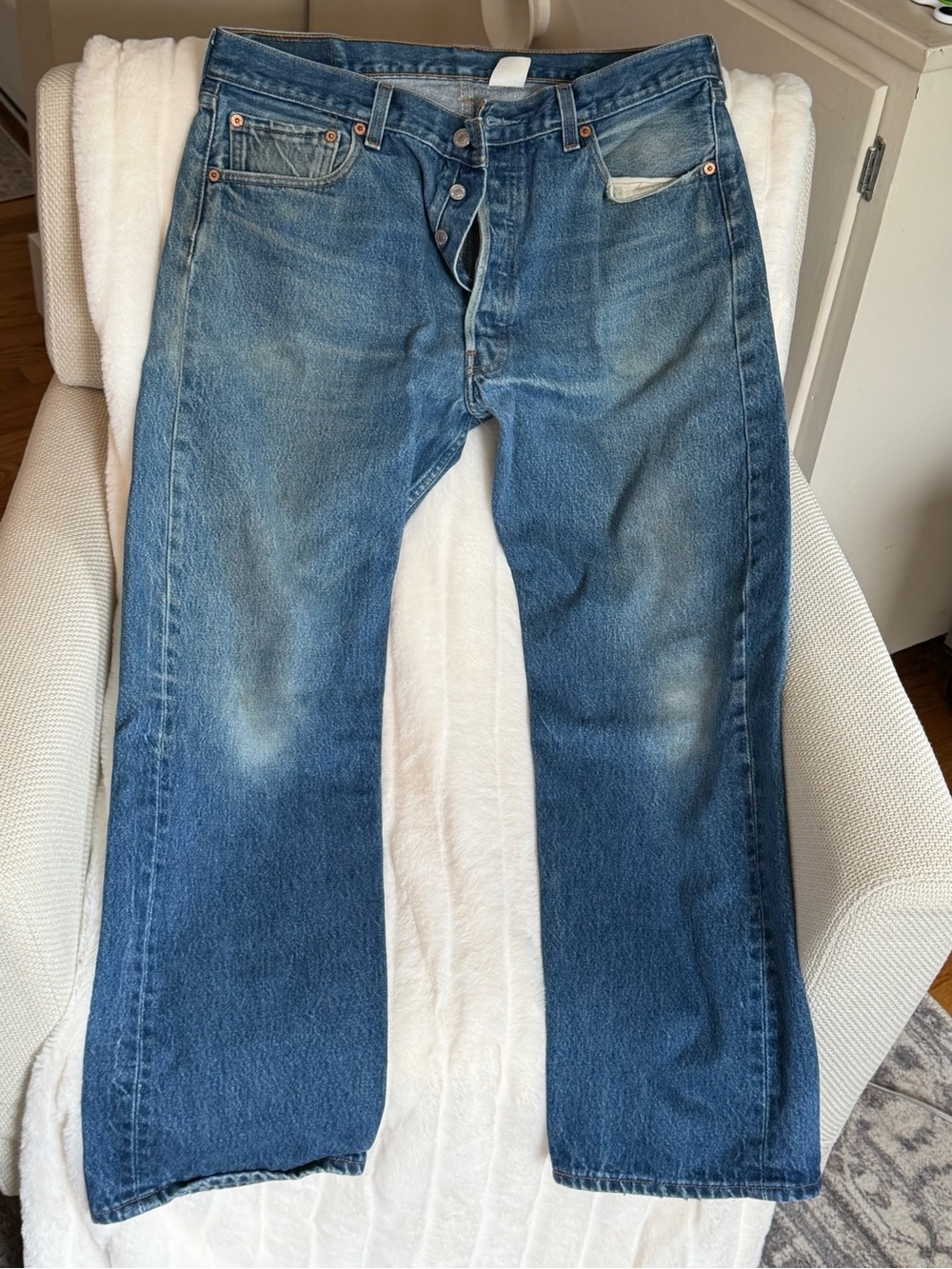 Levi's 501 Blue Straight-Leg Jeans 36x32